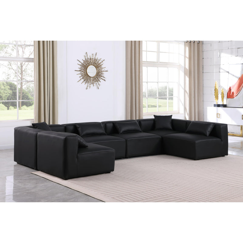 Meridian Cube Black Vegan Leather Modular Sectional IMAGE 2