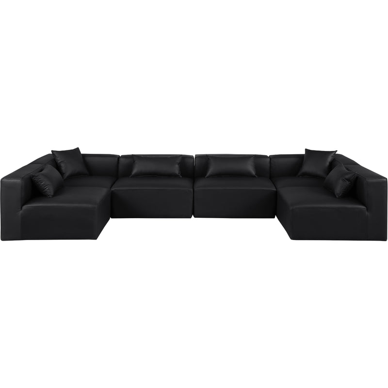 Meridian Cube Black Vegan Leather Modular Sectional IMAGE 4