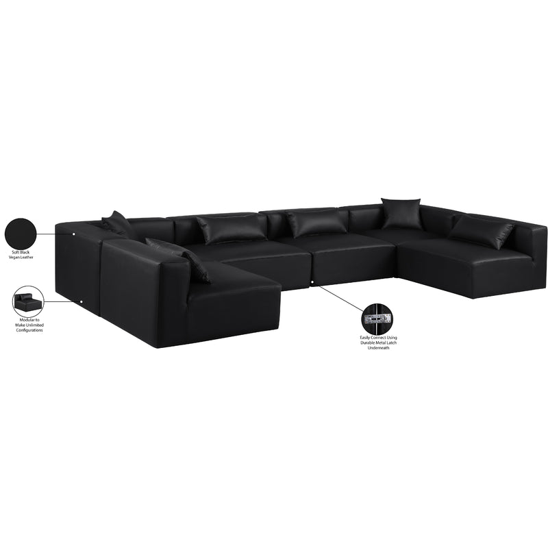 Meridian Cube Black Vegan Leather Modular Sectional IMAGE 9