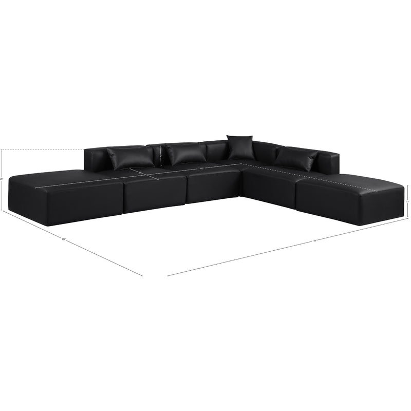 Meridian Cube Black Vegan Leather Modular Sectional IMAGE 10