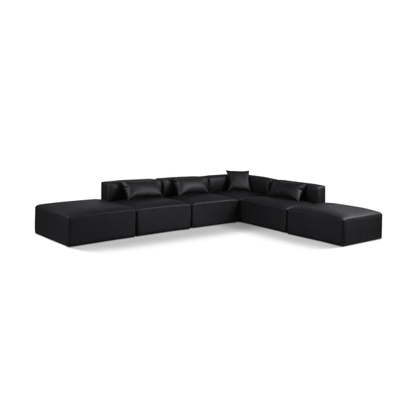 Meridian Cube Black Vegan Leather Modular Sectional IMAGE 1