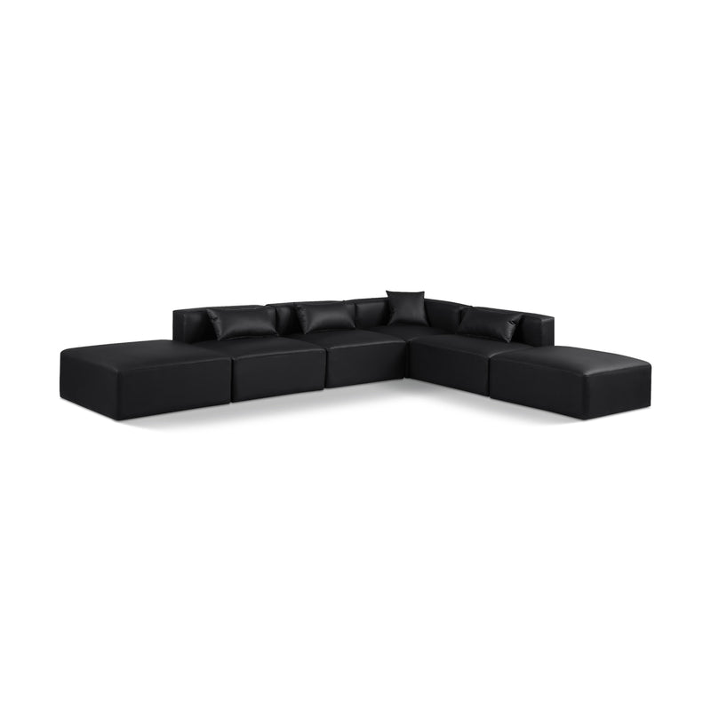 Meridian Cube Black Vegan Leather Modular Sectional IMAGE 1