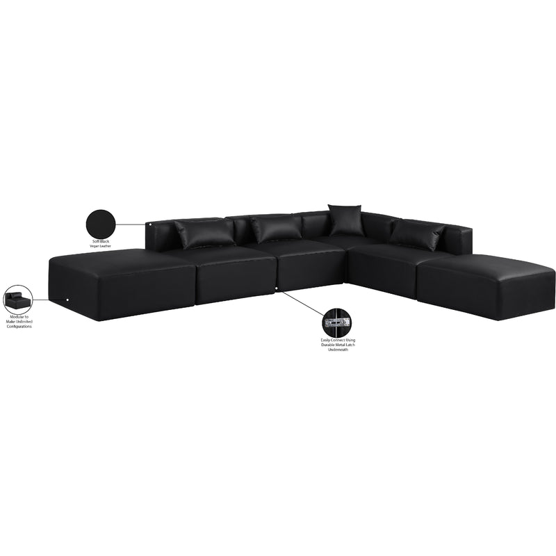 Meridian Cube Black Vegan Leather Modular Sectional IMAGE 9