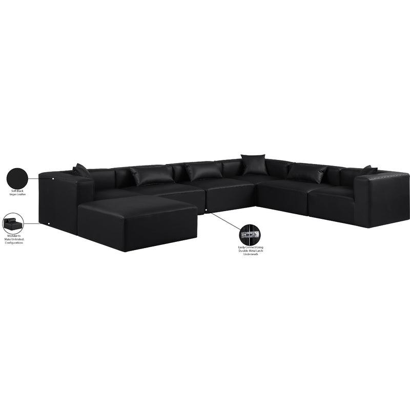 Meridian Cube Black Vegan Leather Modular Sectional IMAGE 10