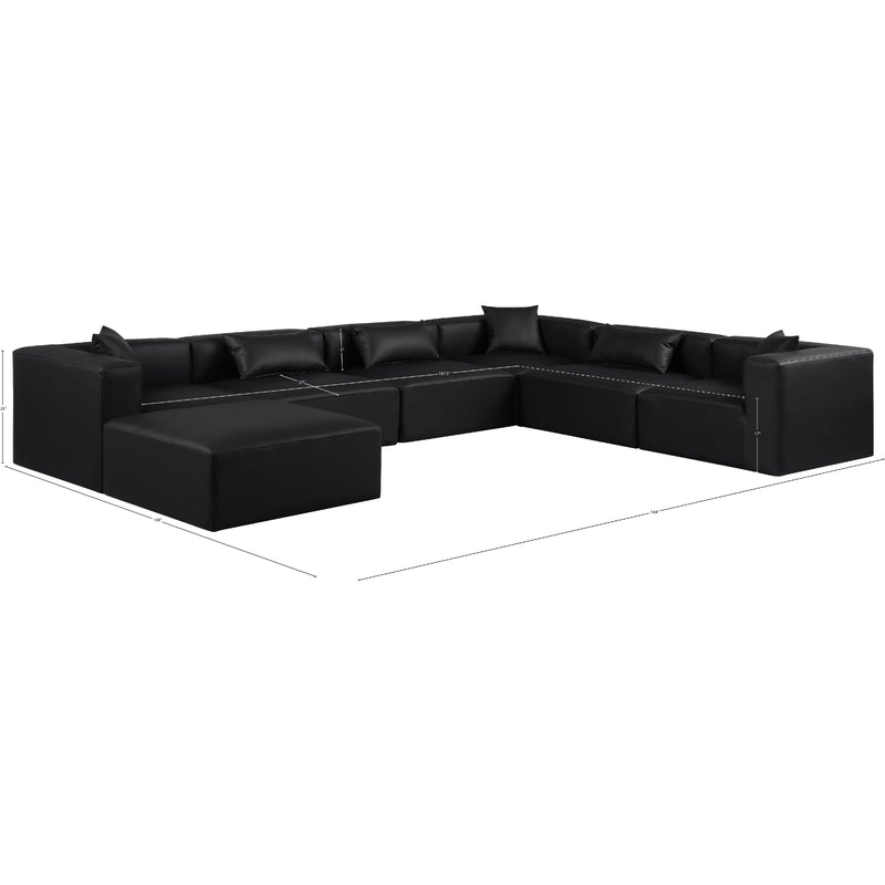 Meridian Cube Black Vegan Leather Modular Sectional IMAGE 11