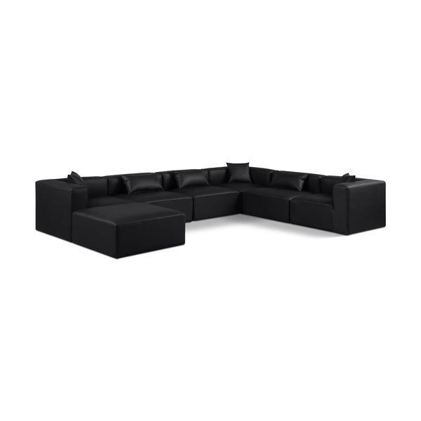 Meridian Cube Black Vegan Leather Modular Sectional IMAGE 1
