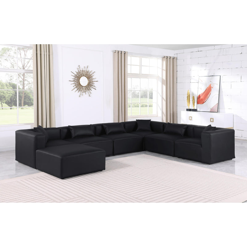 Meridian Cube Black Vegan Leather Modular Sectional IMAGE 2