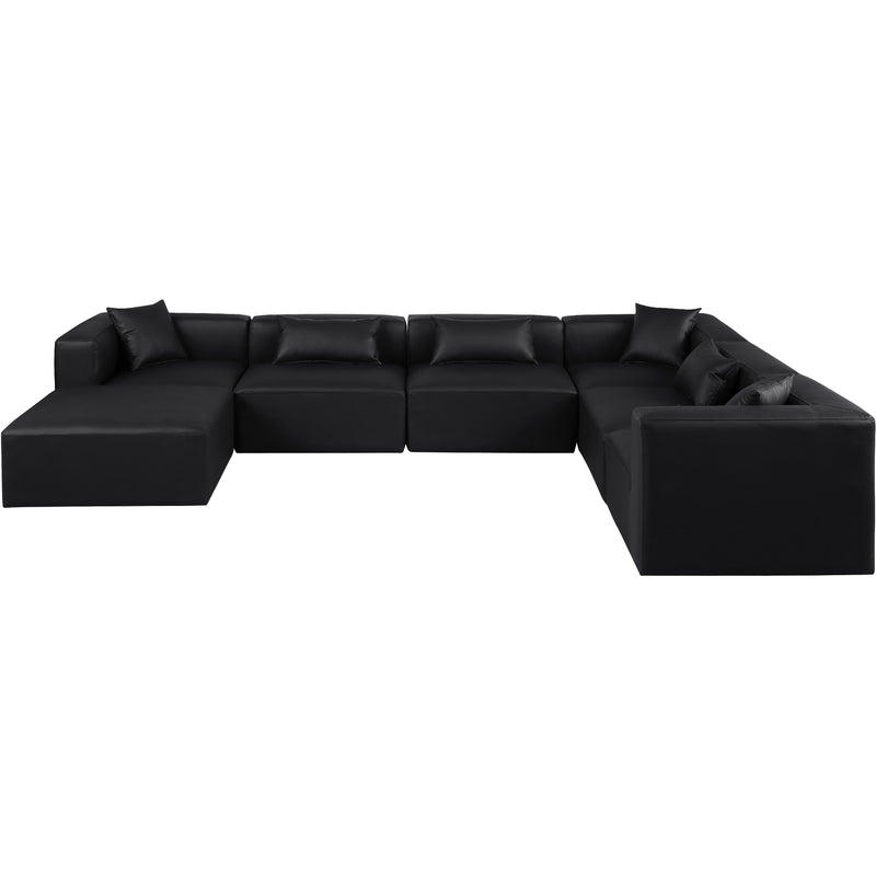 Meridian Cube Black Vegan Leather Modular Sectional IMAGE 3