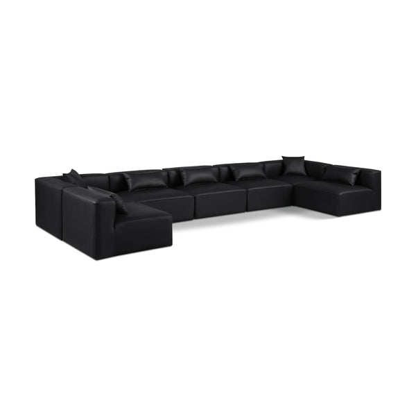 Meridian Cube Black Vegan Leather Modular Sectional IMAGE 1