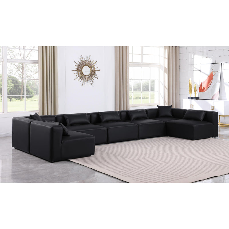 Meridian Cube Black Vegan Leather Modular Sectional IMAGE 2