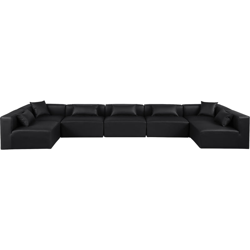 Meridian Cube Black Vegan Leather Modular Sectional IMAGE 4