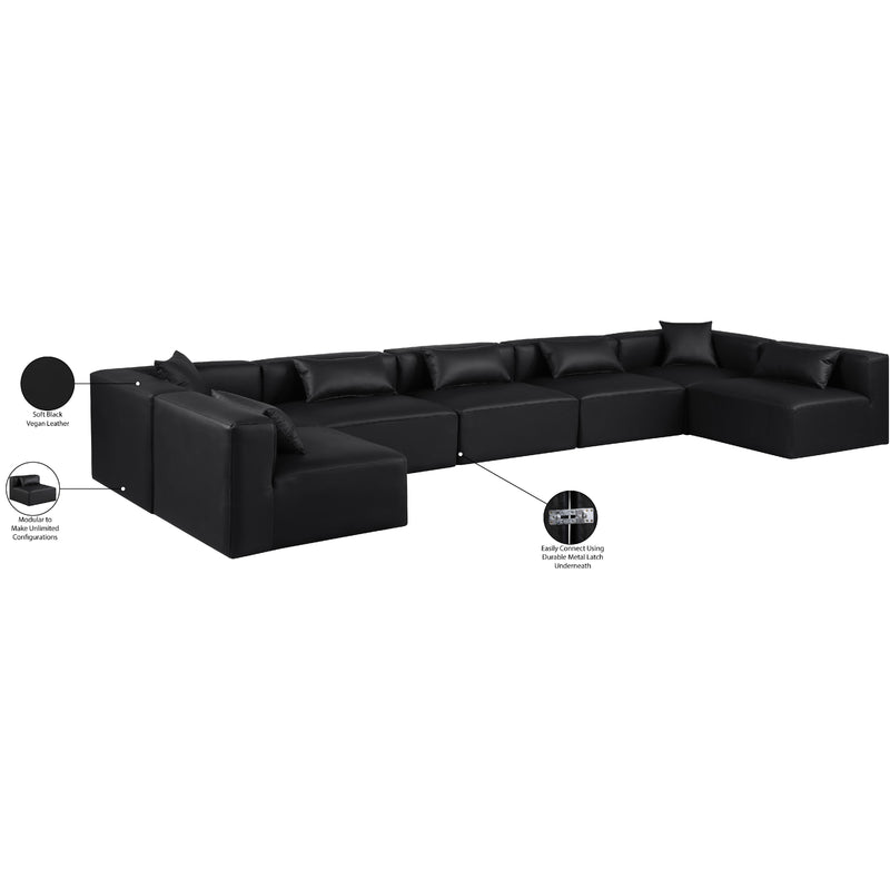 Meridian Cube Black Vegan Leather Modular Sectional IMAGE 9