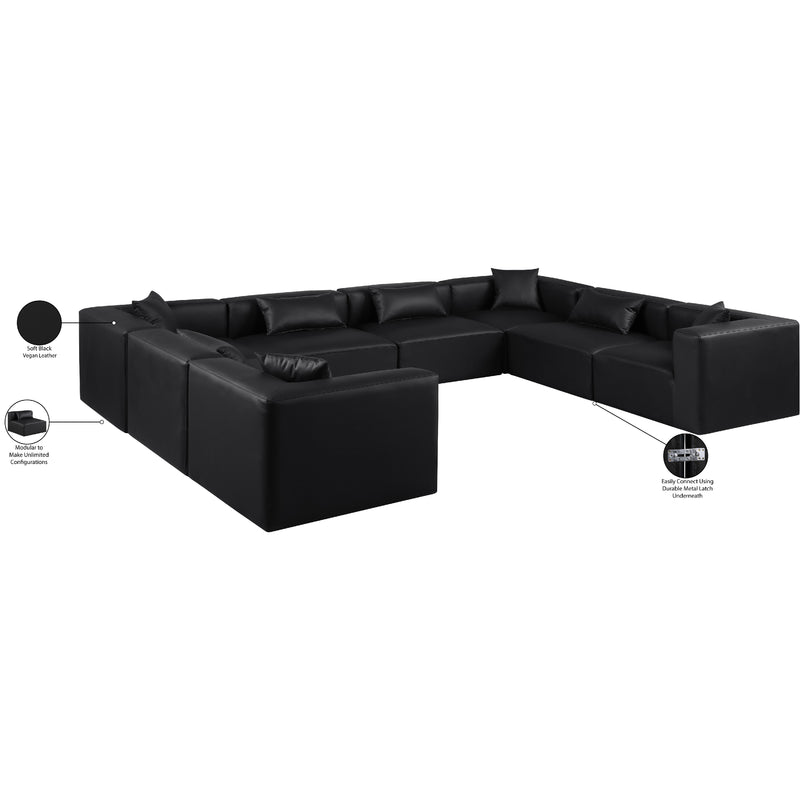 Meridian Cube Black Vegan Leather Modular Sectional IMAGE 10
