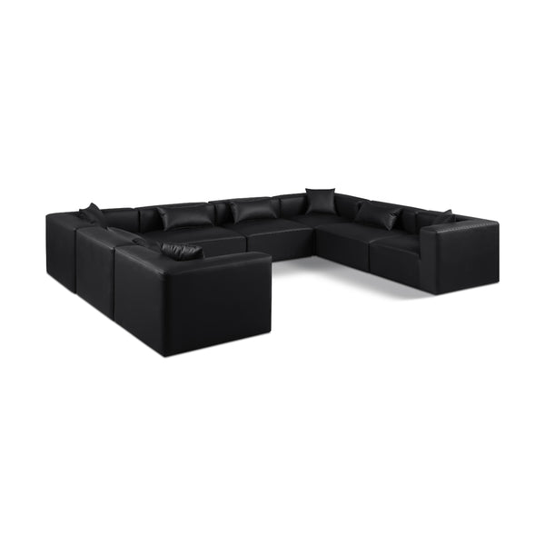 Meridian Cube Black Vegan Leather Modular Sectional IMAGE 1
