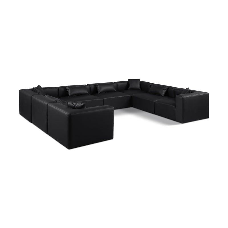 Meridian Cube Black Vegan Leather Modular Sectional IMAGE 1