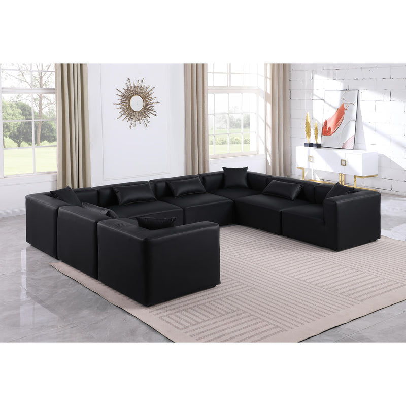 Meridian Cube Black Vegan Leather Modular Sectional IMAGE 2
