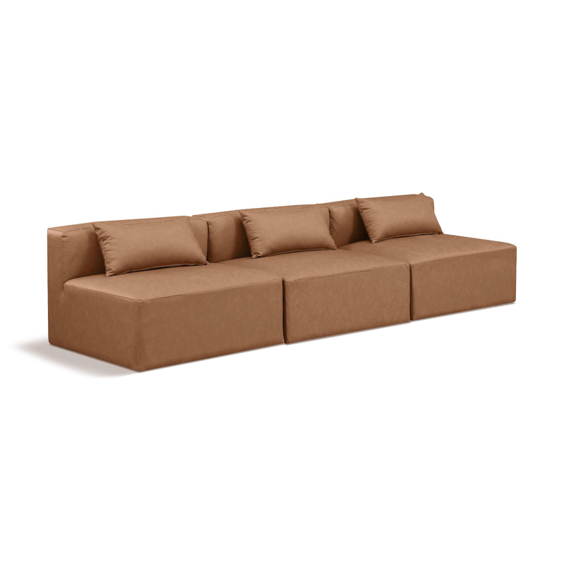 Meridian Cube Brown Vegan Leather Modular Sofa IMAGE 1