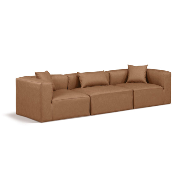Meridian Cube Brown Vegan Leather Modular Sofa IMAGE 1