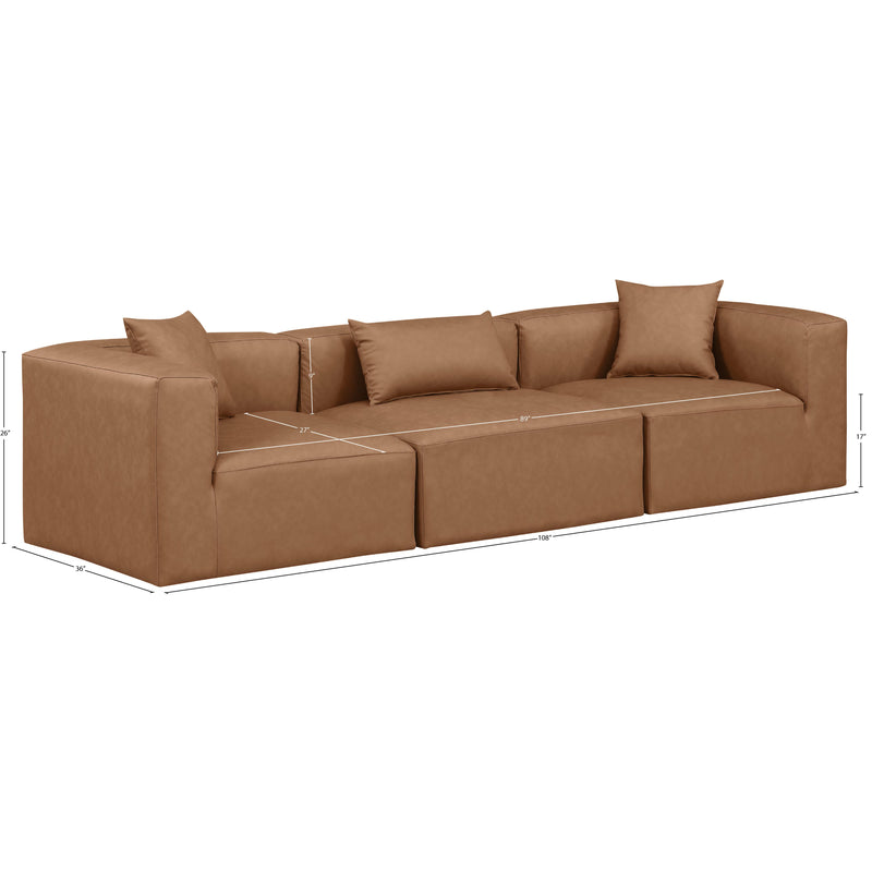 Meridian Cube Brown Vegan Leather Modular Sofa IMAGE 9