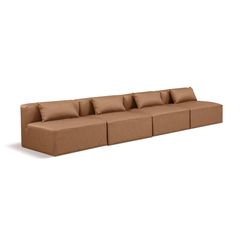 Meridian Cube Brown Vegan Leather Modular Sofa IMAGE 1