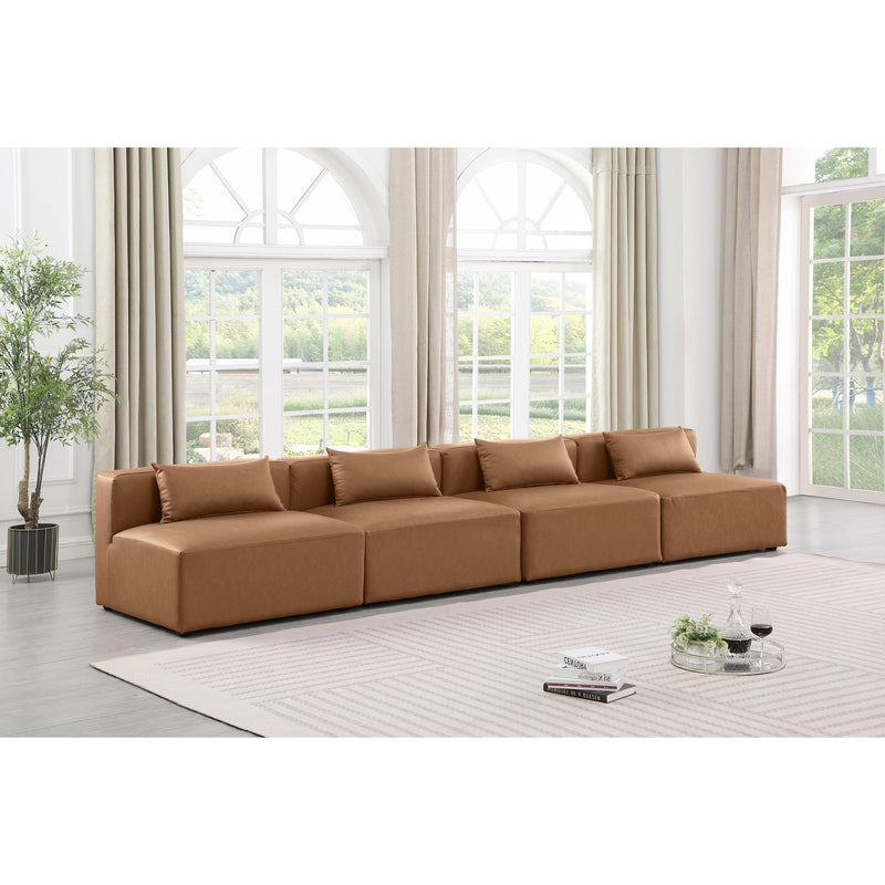 Meridian Cube Brown Vegan Leather Modular Sofa IMAGE 2