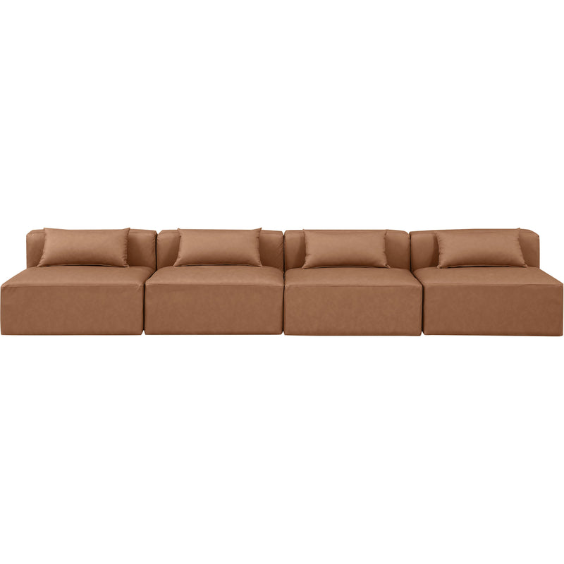 Meridian Cube Brown Vegan Leather Modular Sofa IMAGE 4
