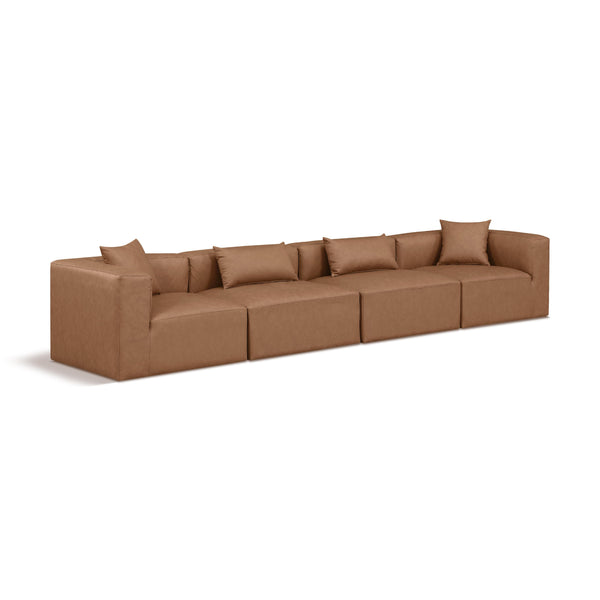 Meridian Cube Brown Vegan Leather Modular Sofa IMAGE 1