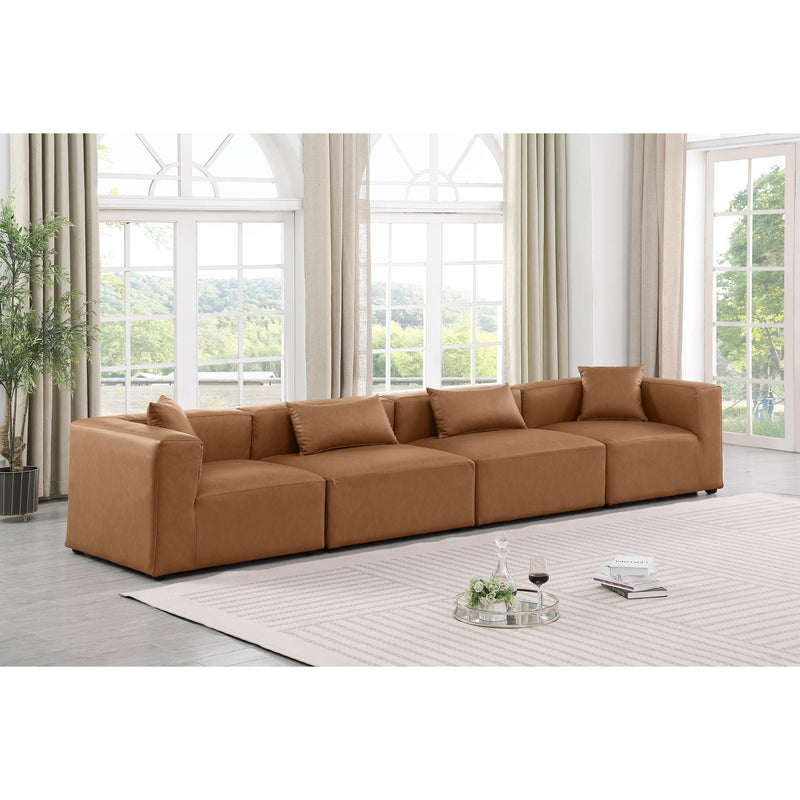 Meridian Cube Brown Vegan Leather Modular Sofa IMAGE 2