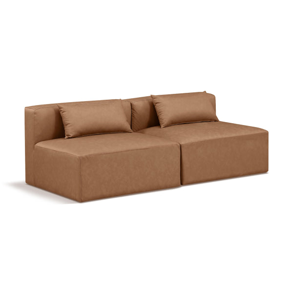 Meridian Cube Brown Vegan Leather Modular Sofa IMAGE 1