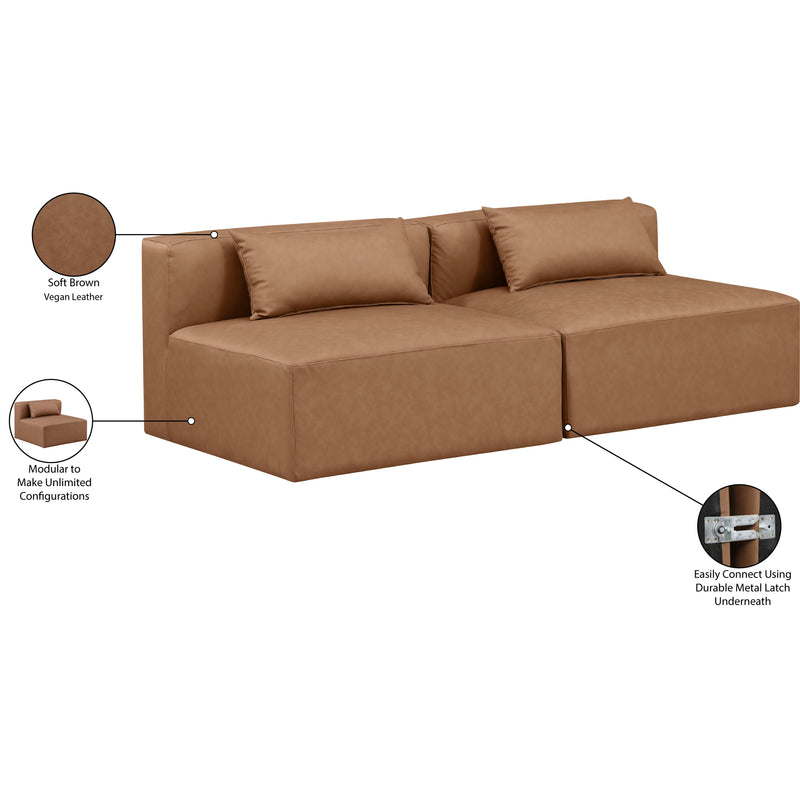 Meridian Cube Brown Vegan Leather Modular Sofa IMAGE 7