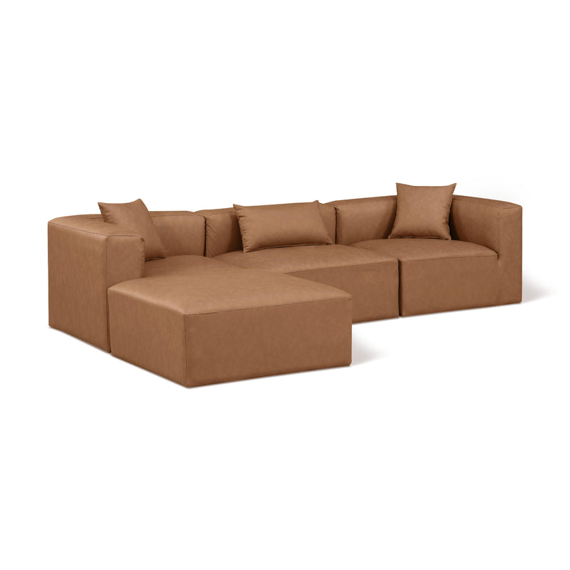 Meridian Cube Brown Vegan Leather Modular Sectional IMAGE 1