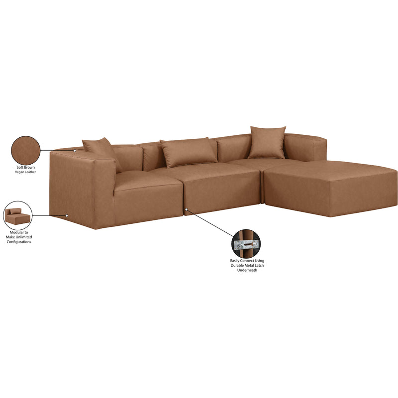 Meridian Cube Brown Vegan Leather Modular Sectional IMAGE 8