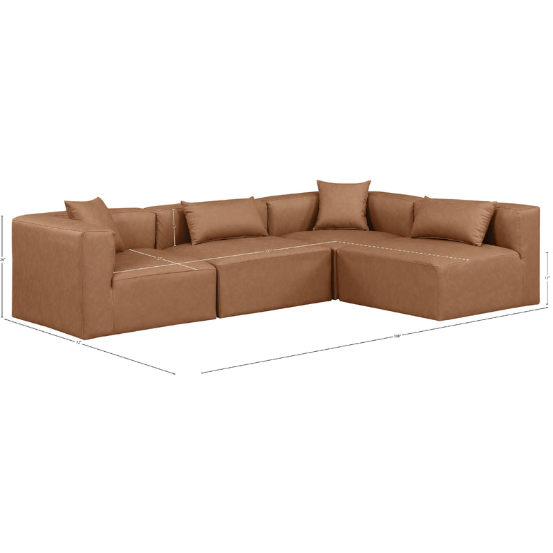 Meridian Cube Brown Vegan Leather Modular Sectional IMAGE 10