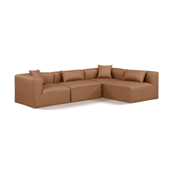 Meridian Cube Brown Vegan Leather Modular Sectional IMAGE 1