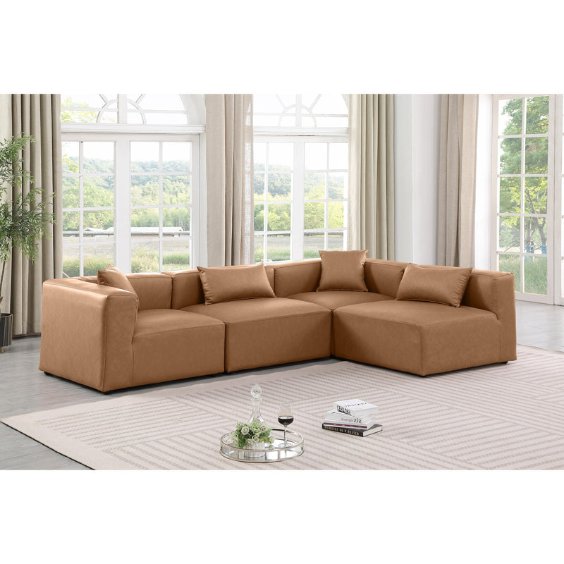 Meridian Cube Brown Vegan Leather Modular Sectional IMAGE 2
