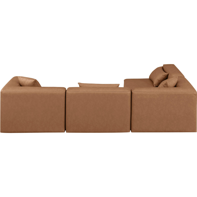 Meridian Cube Brown Vegan Leather Modular Sectional IMAGE 3