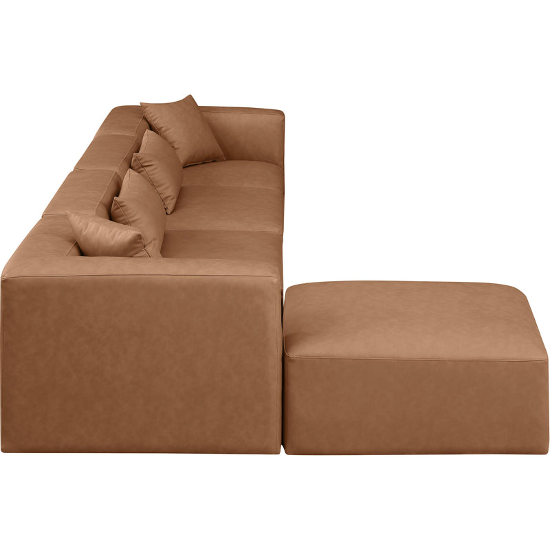 Meridian Cube Brown Vegan Leather Modular Sectional IMAGE 5