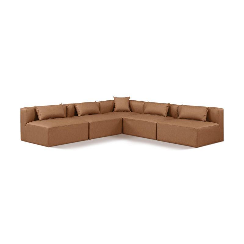 Meridian Cube Brown Vegan Leather Modular Sectional IMAGE 1