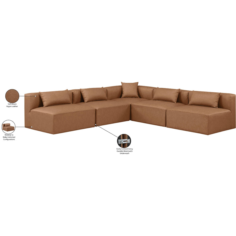 Meridian Cube Brown Vegan Leather Modular Sectional IMAGE 8