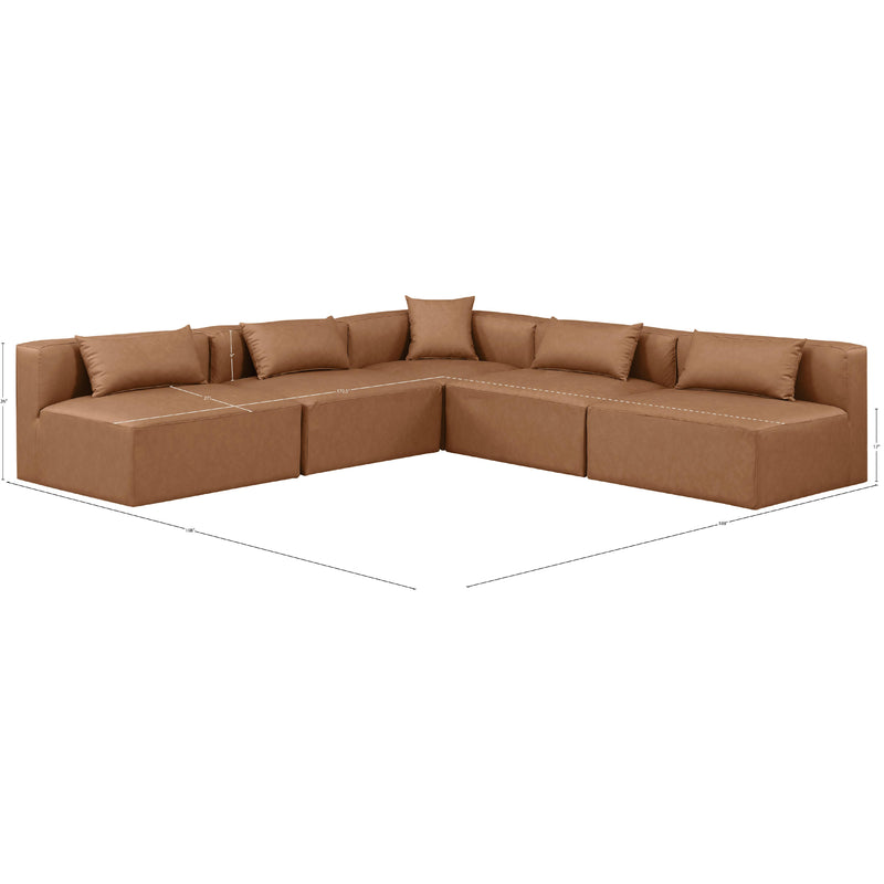 Meridian Cube Brown Vegan Leather Modular Sectional IMAGE 9