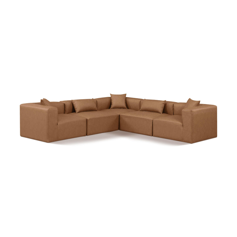 Meridian Cube Brown Vegan Leather Modular Sectional IMAGE 1