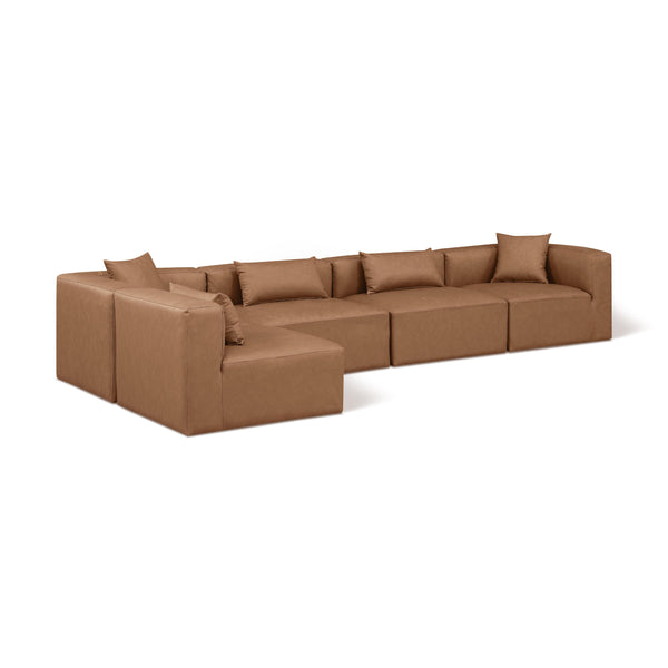 Meridian Cube Brown Vegan Leather Modular Sectional IMAGE 1