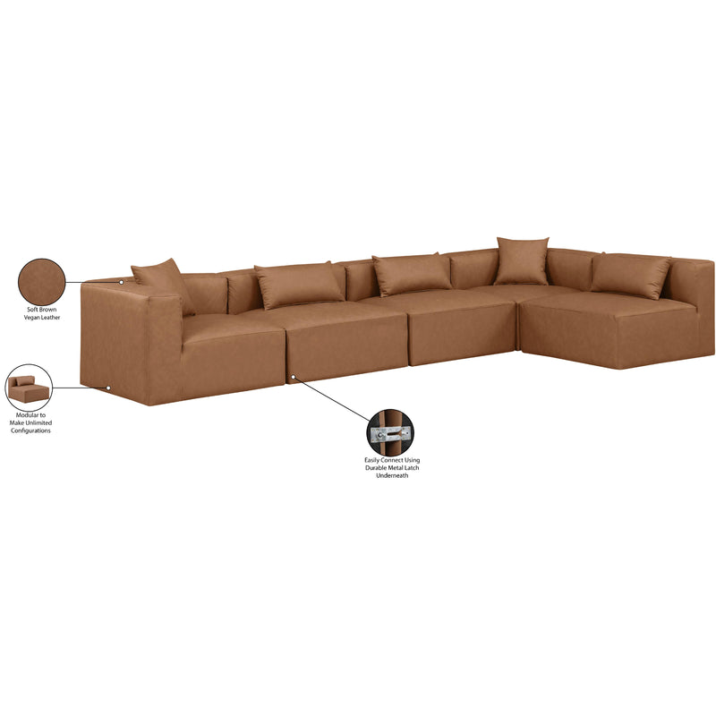 Meridian Cube Brown Vegan Leather Modular Sectional IMAGE 8