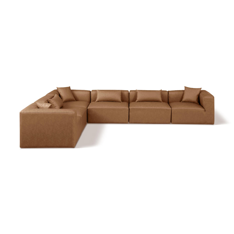 Meridian Cube Brown Vegan Leather Modular Sectional IMAGE 1
