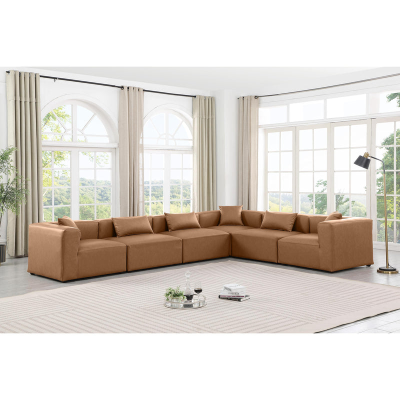 Meridian Cube Brown Vegan Leather Modular Sectional IMAGE 2