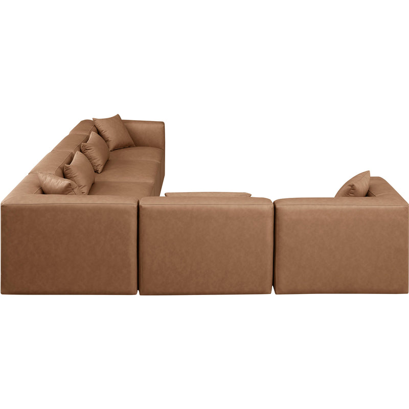 Meridian Cube Brown Vegan Leather Modular Sectional IMAGE 4