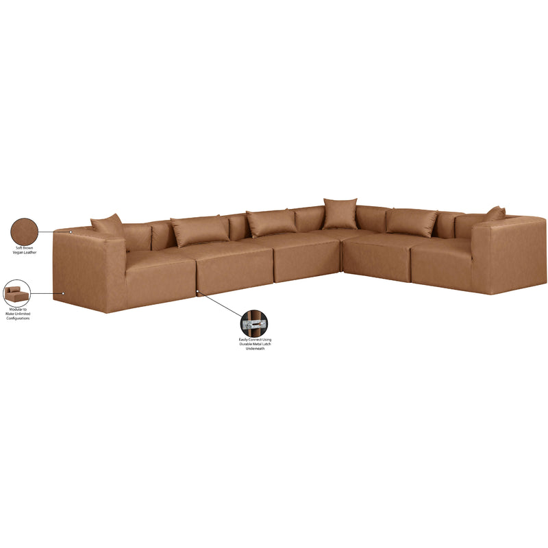 Meridian Cube Brown Vegan Leather Modular Sectional IMAGE 9