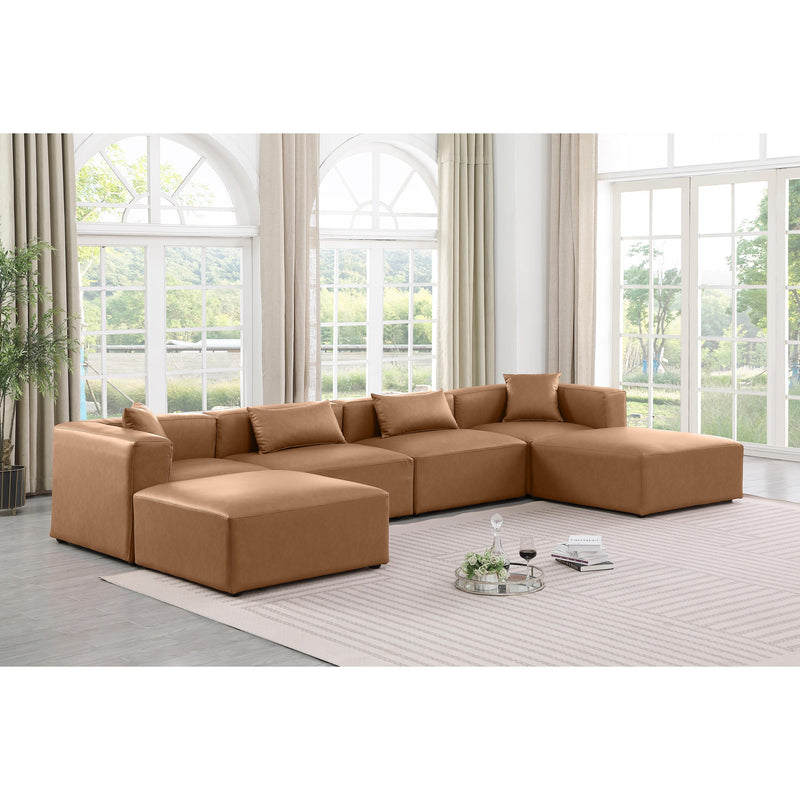 Meridian Cube Brown Vegan Leather Modular Sectional IMAGE 2