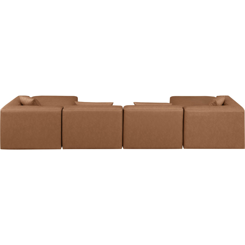 Meridian Cube Brown Vegan Leather Modular Sectional IMAGE 3