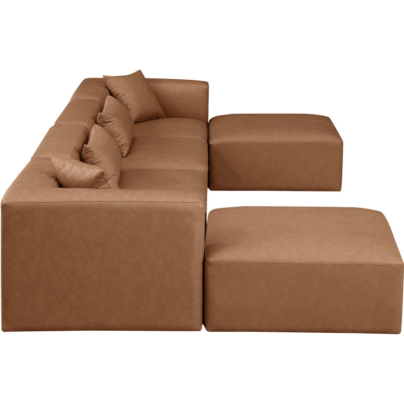Meridian Cube Brown Vegan Leather Modular Sectional IMAGE 5